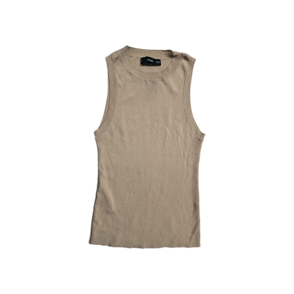 Mango Viscose Women's Shirt Knit Brown Small Sleeveless